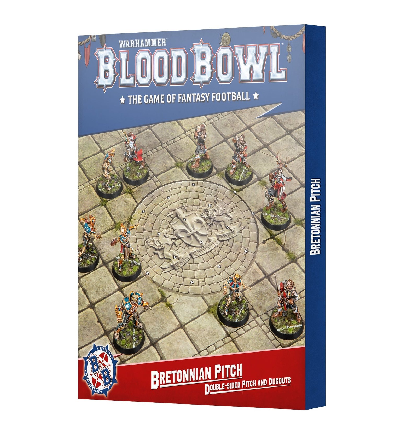https___trade.games-workshop.com_assets_2025_10_99220903002_BloodBowlSeason3BretonnianBrionneBaronsPitchBOX Blood Bowl Bretonian Team Pitch & Dugouts
